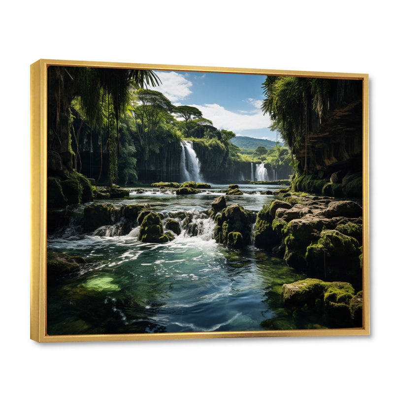 Cascade de dominicains, reproduction sur toile, H 12 po x l 20 po x P 1 po, Cadre flottant doré
