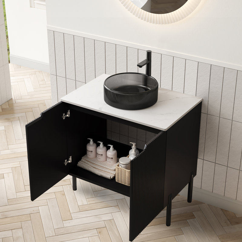 Turio Freestanding Bathroom Vanity with Basin, Verre rond