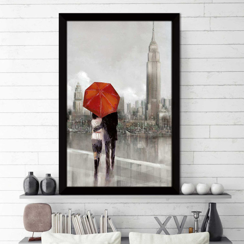 «Modern Couple in NY», reproduction de peinture à l'huile encadrée, H 51,5 po x l 35,5 po x P 0,75 po