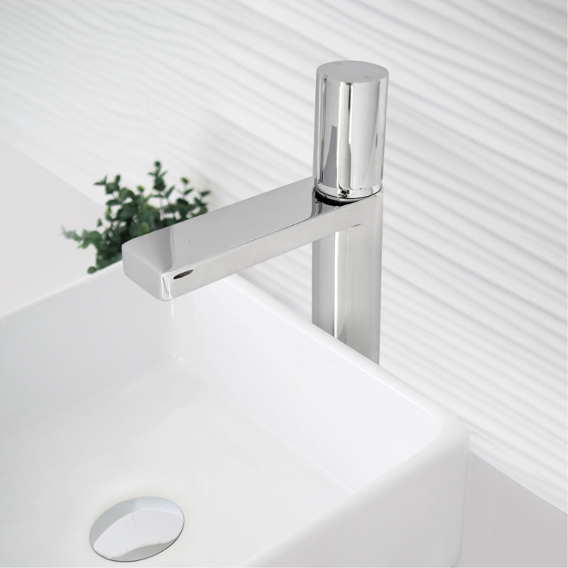 Élégant robinet de salle de bain vasque 11 po, Noir mat / argent