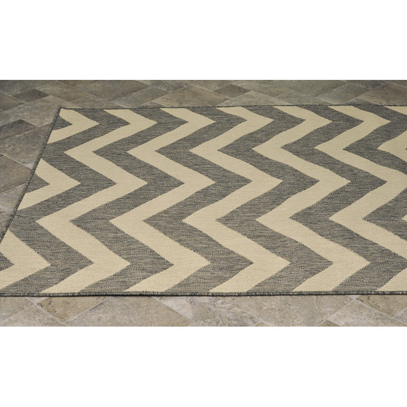Tapis intérieur / extérieur gris Erin, Rectangle 5 pi 11 po x 9 pi