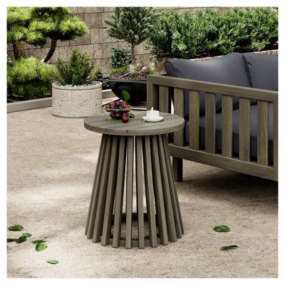 Table basse d'extérieur en bois d'acacia, table basse ronde