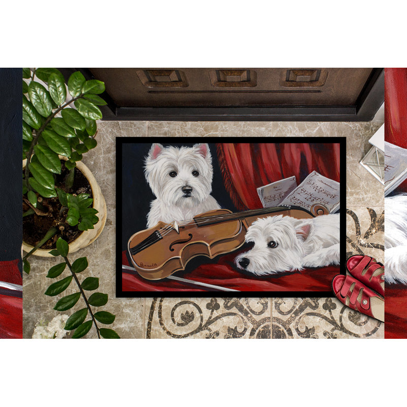 Guerrie Non-Slip No Pattern Doormat, Westie Fiddlers