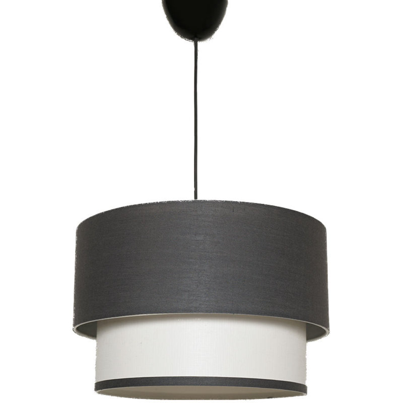 Luminaire suspendu cylindrique à 1 lumière Otoe, Noir, Gris anthracite / blanc