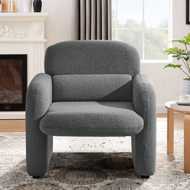 Morden Minimalist Upholstered Chenille  Accent Chair, Decorative Chairs, Gray
