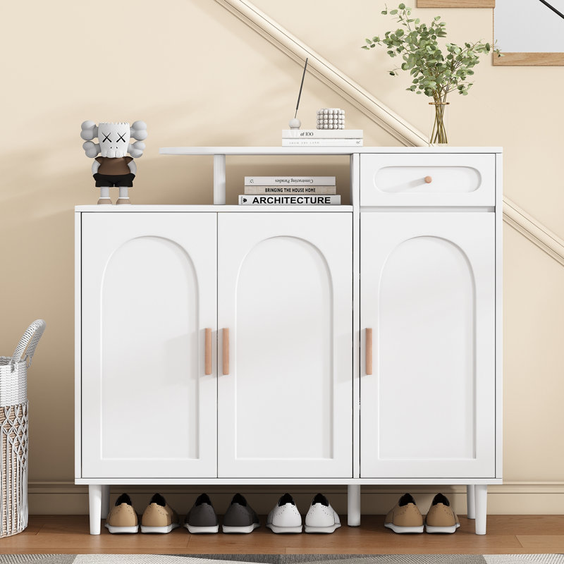 16 Pair Shoe Storage Cabinet, White