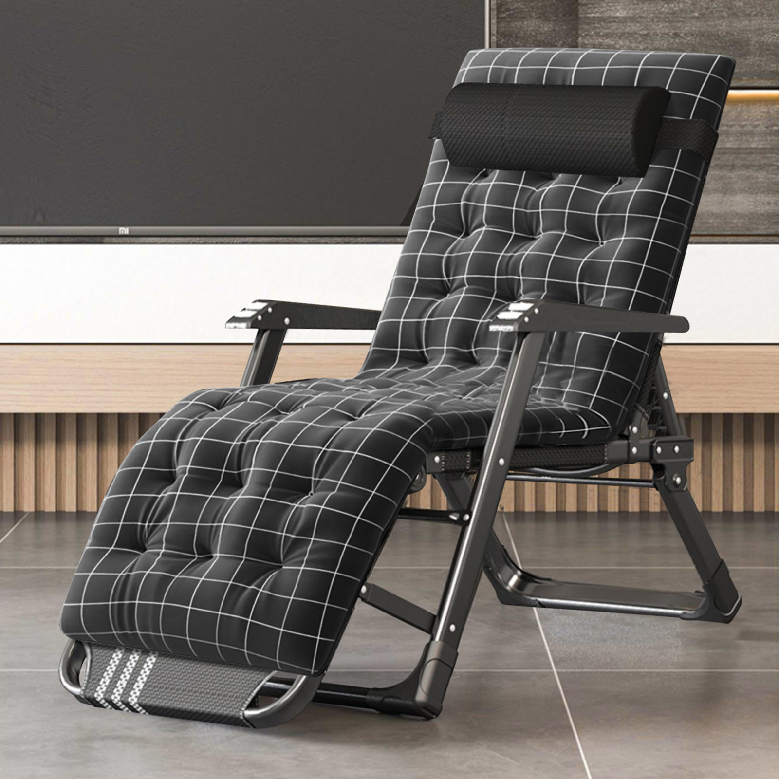 Grey Foldable Sun Chairs Long Chair Garden Elements Grey Steel