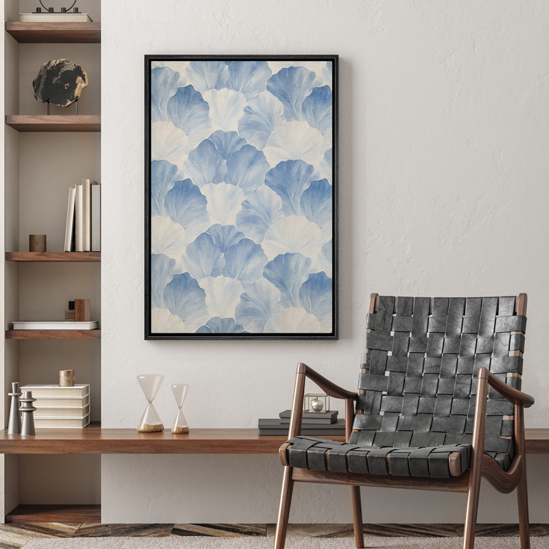 «Light Blue Leaves», reproduction d'art sur toile encadrée, Noir, noir, noir, noir, H 24 po x l 16 po