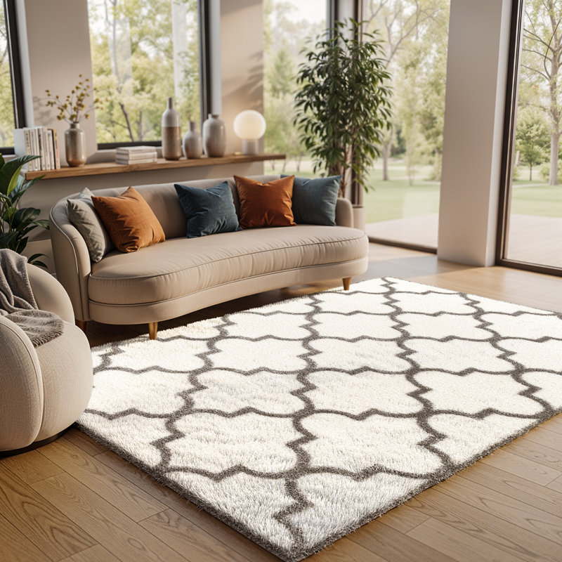 Geometric Shag 160cm X 213cm Area Rug