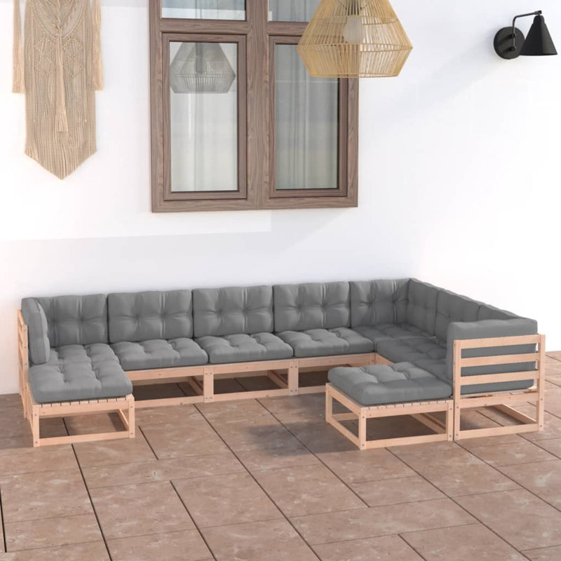 Ensemble de patio 9 pièces avec coussins Sheniah
