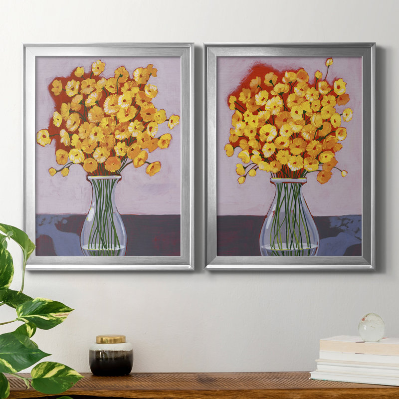 «Daisy Bouquet I», reproduction encadrée de qualité supérieure, prête à être accrochée, Cadre argenté