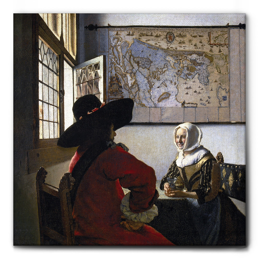 Wandbild Il Soldato e la Ragazza Che Ride von Johannes Vermeer