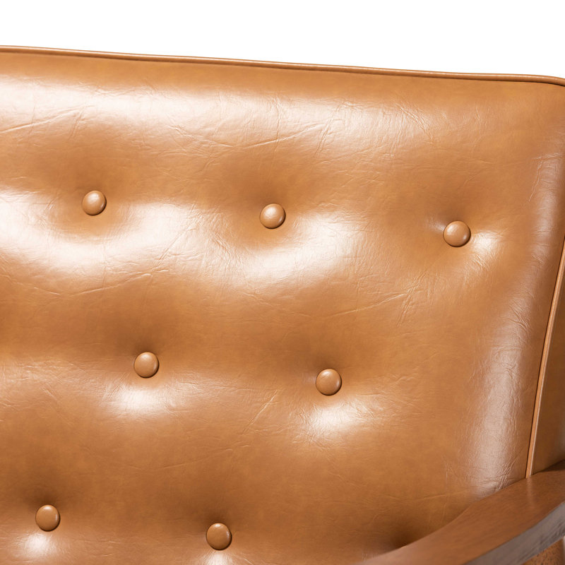 Sorrento Walnut Brown Tufted Faux Leather Loveseat