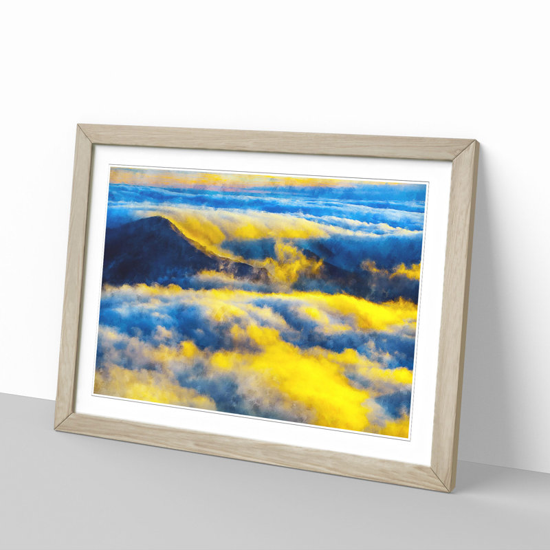 Clouds over the Mountains - Picture Frame Graphic Art Print, 24cm H x 33cm W x 2cm D, Oak Framed