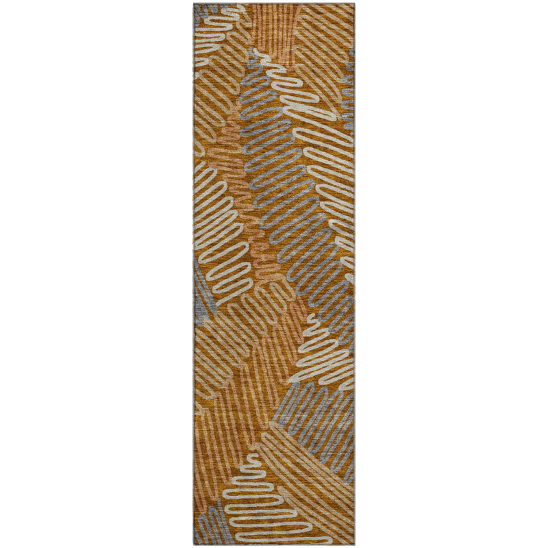 Tapis paprika de qualité supérieure lavable à la machine Prisco, Tapis de couloir 2 pi 3 po x 7 pi 6 po