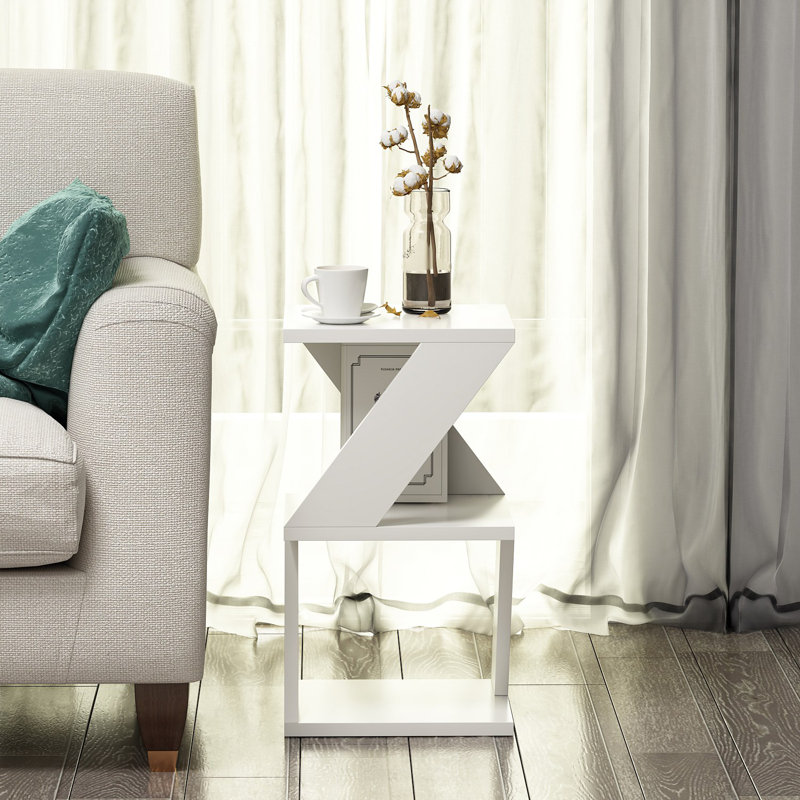 Modern White Side Table, 30 x 50 x 30 cm, 100% Melamine Coated Particle Board, Thickness: 0 cm, Ideal for Living Room or Bedroom, & Versatile Design for All Spaces
