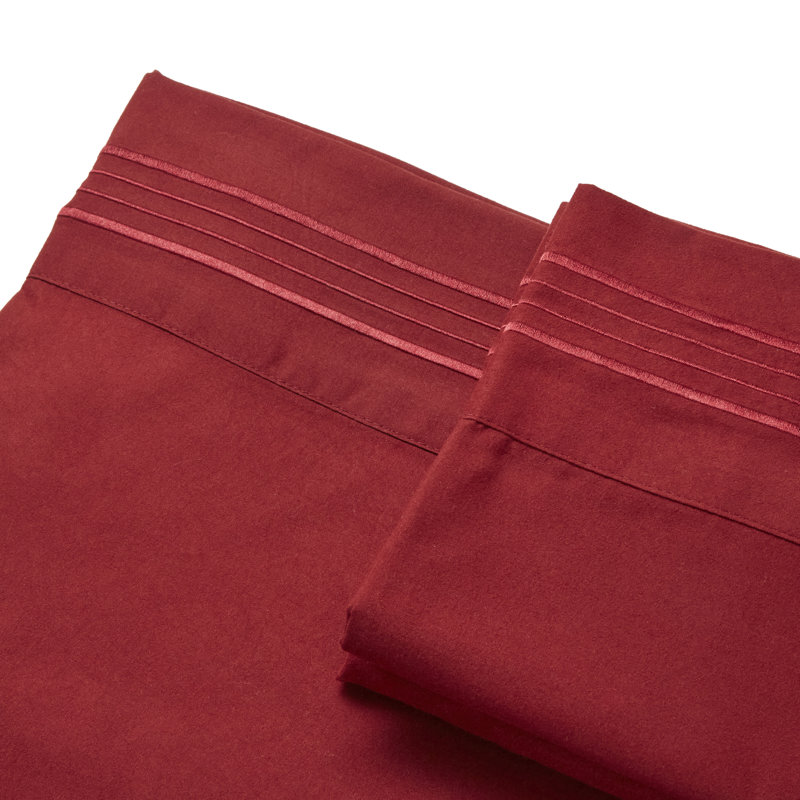 Microfiber Polyester Sheet Set, Burgundy, Queen Sheet Set + Fitted Sheet + 2 Pillowcases