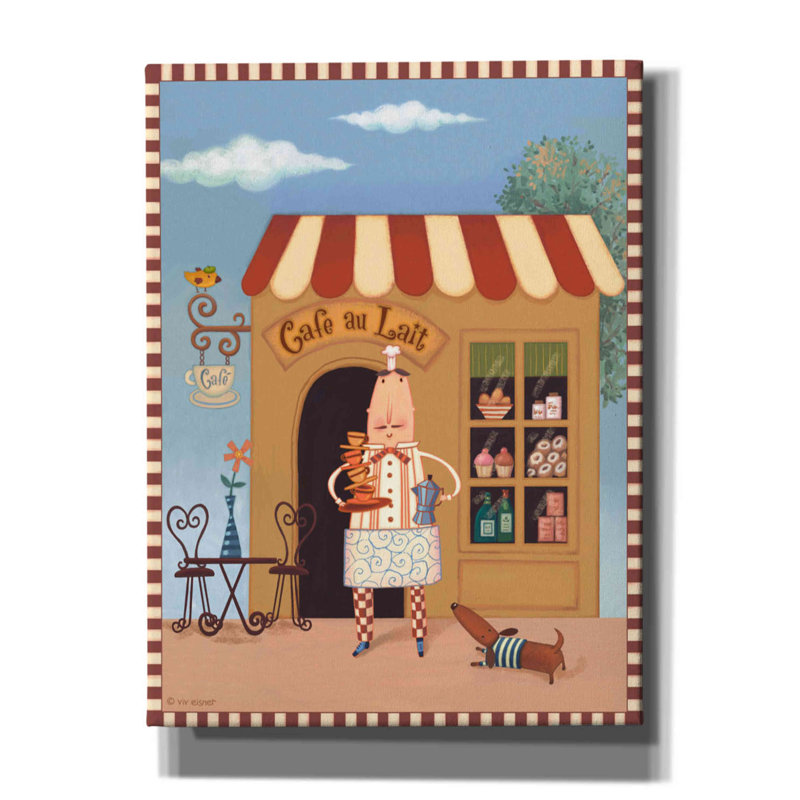 «Chef 6 Cafe Au Lait» par Viv Eisner, art mural sur toile, H 16 po x l 12 po x P 0,75 po