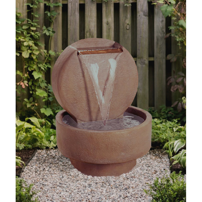 Handcrafted Outdoor Concrete / Cement Weather Resistant Waterfall Fountain, Forest Brown