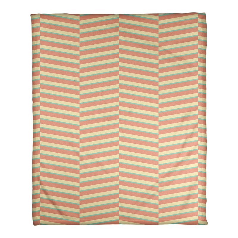 Couverture polaire rayures fracture, l 60 po x L 80 po, Vert / orange / jaune