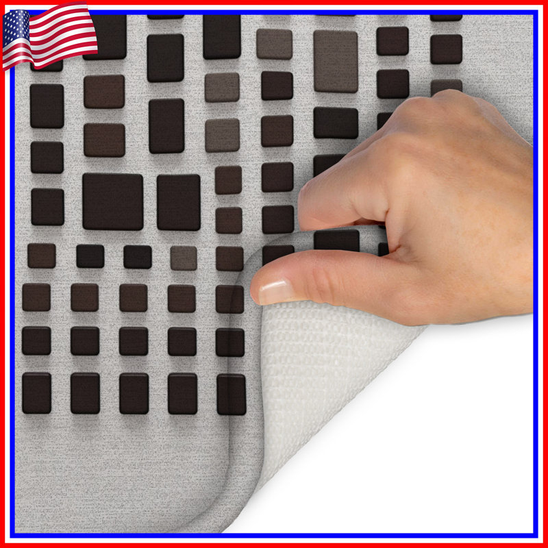 Brown Rectangular Grid Bath Mat, 24in W x 17in L
