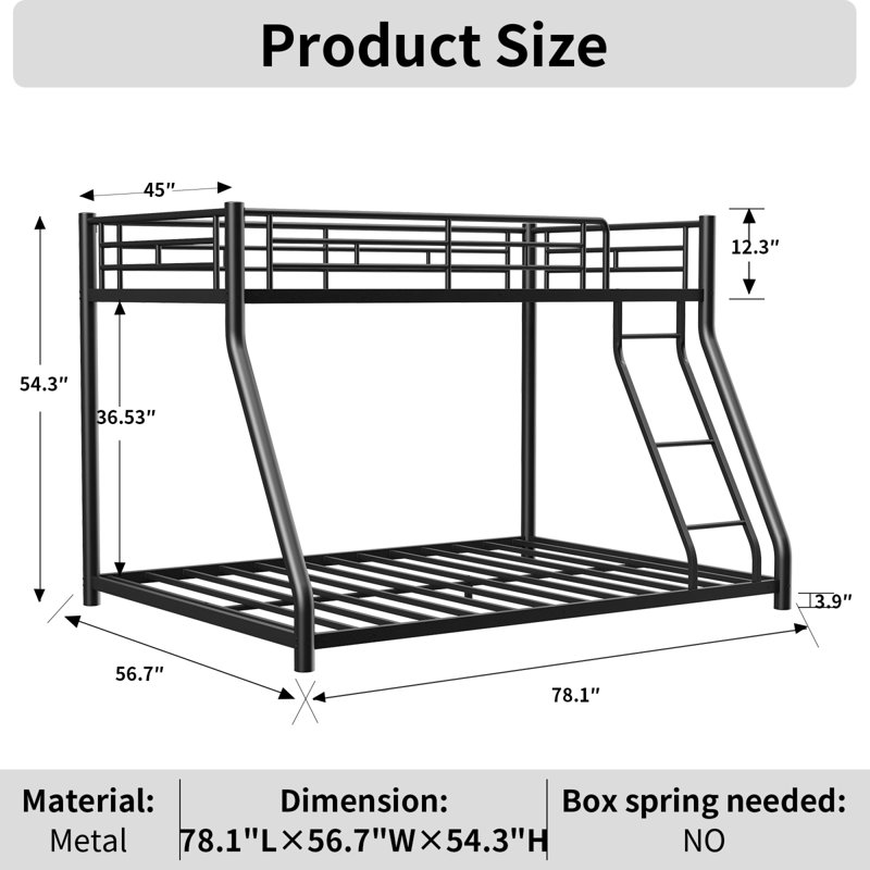 Lit superposé en métal durable de style moderne idéal pour les adolescents et les adultes