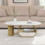 Table basse ovale de luxe, table basse avec tiroir de rangement, table centrale en métal pour le salon