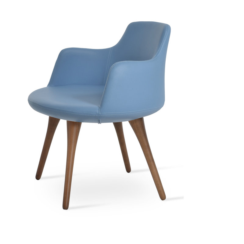 Dervish Wood Solid Back Arm Chair, Blue