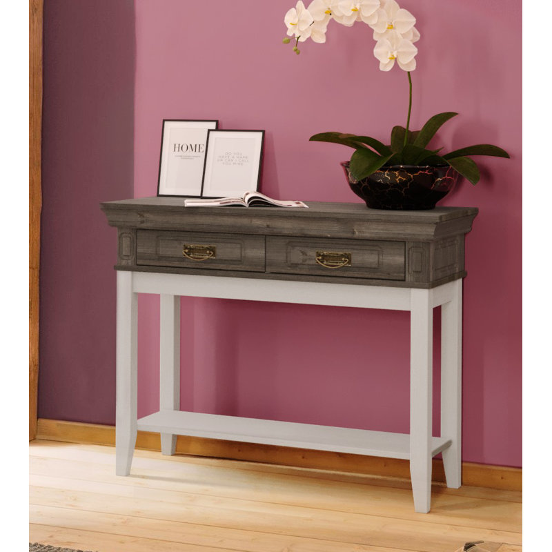 Brionna 96cm Solid Wood Console Table, Grey, White