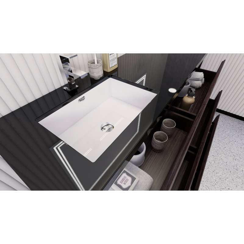 Base de meuble-lavabo simple 60 po Reyes, Chêne gris foncé