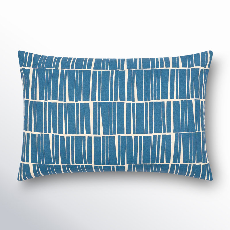 Hornell Striped Throw Pillow, Dark Blue/Beige