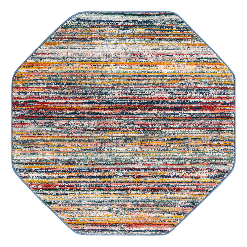 Hulsey Striped Indoor Rug, Octagon 7'3" x 7'3", Multi