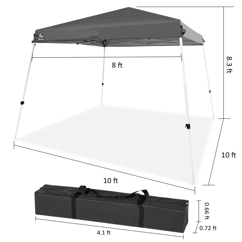 Gray 10x10 Waterproof UV-Resistant Steel Frame Canopy Tent