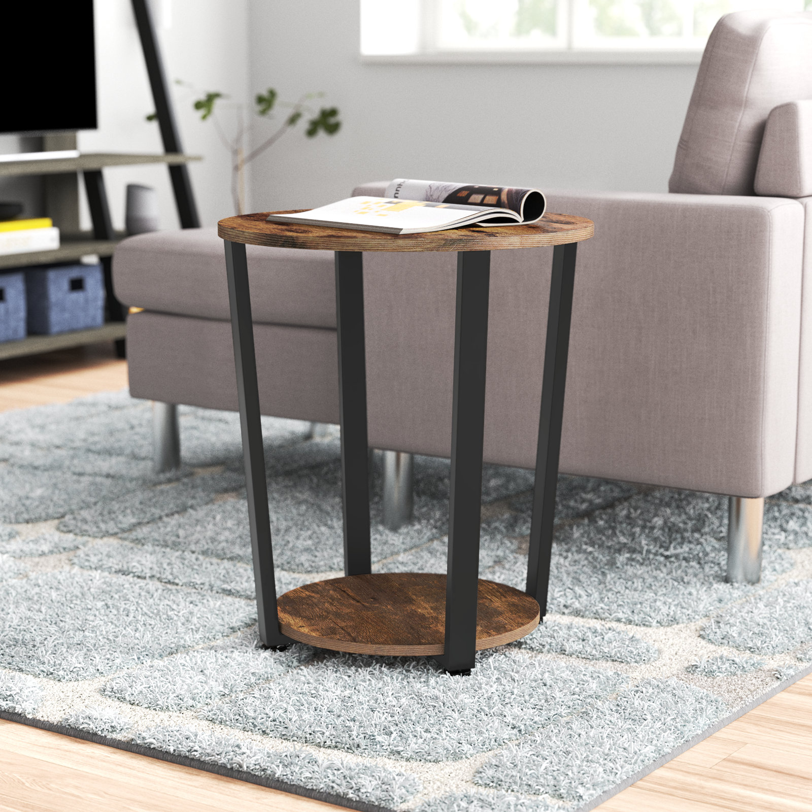 Zipcode Design™ Herrell Wood Top Small Side Table Round End Table ...