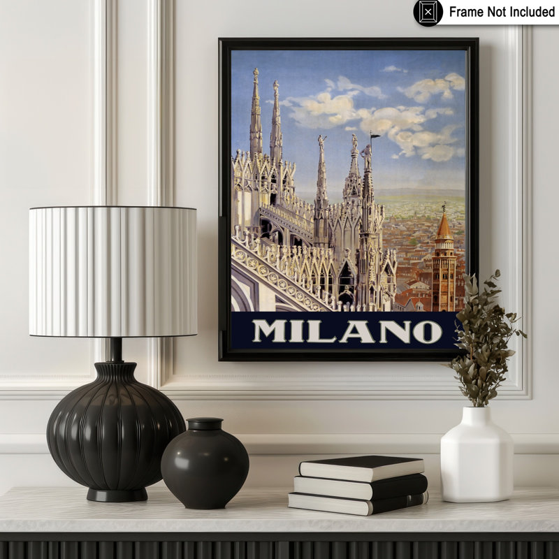 Milan, Italie, Sans cadre, Affiche, H 08 po x l 10 po