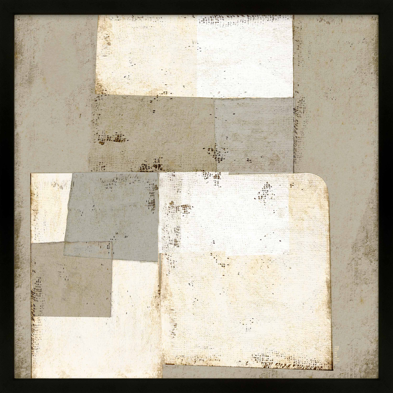 Patchwork Neutrals by Marco Marella for Studio M - Framed Wall Art, Black, Paper, 24" H x 24" W