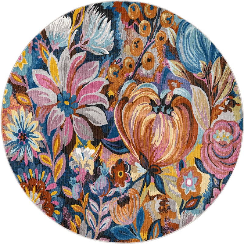 Floral Indoor Rug, Round 5'3"