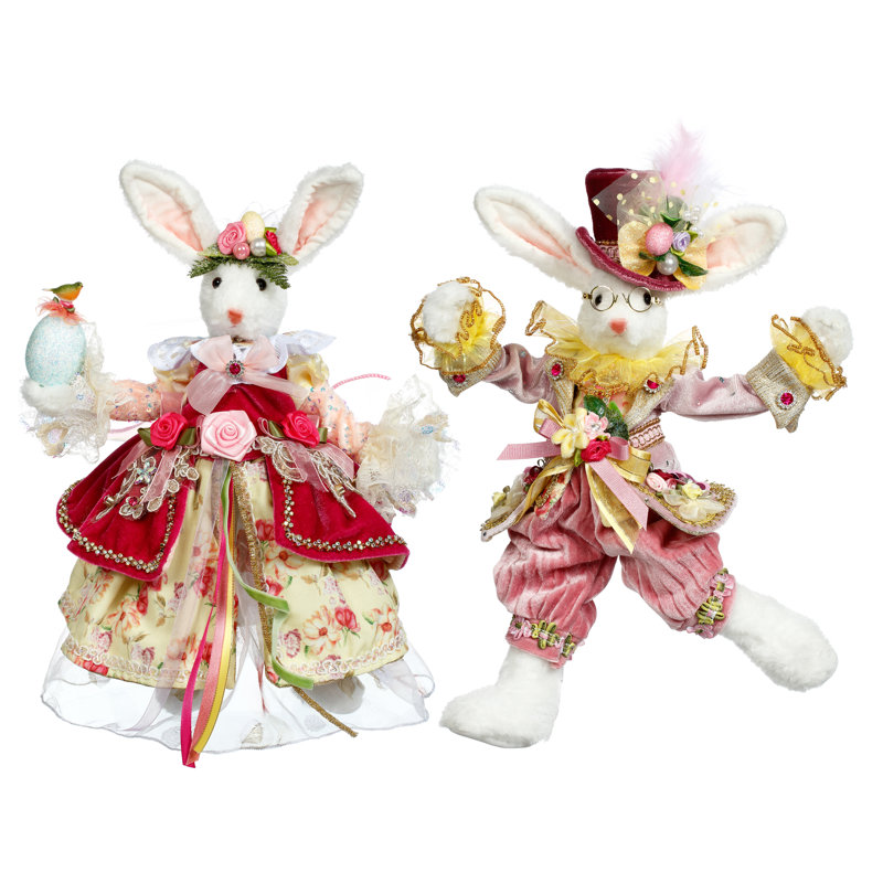 Mr & Mrs Cotton Tail Rabbit, Small - 13-15 Inches  Set Of  2
