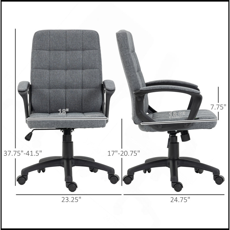 Chaise de bureau en lin Majeris, Gris