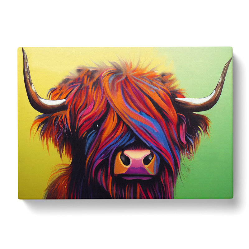 Attractive Highland Cow - Wrapped Canvas Painting, 50cm H x 76cm W x 3cm D