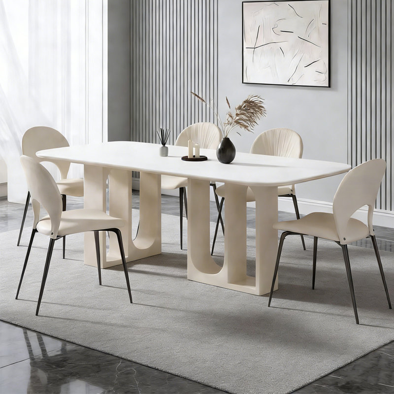 Table de salle à manger French French, 7 pièces : table, 6 chaises, H 29,92 po x L 70,87 po x l 31,5 po