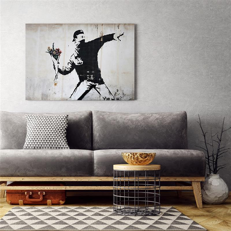 Leinwandbild Banksy Throwing Flowers Street Art