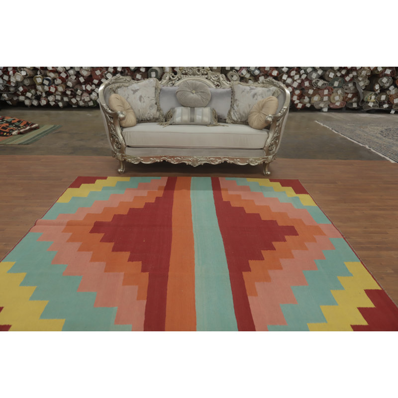 Flat Weave Wool Kilim Square Area Rug 8x8
