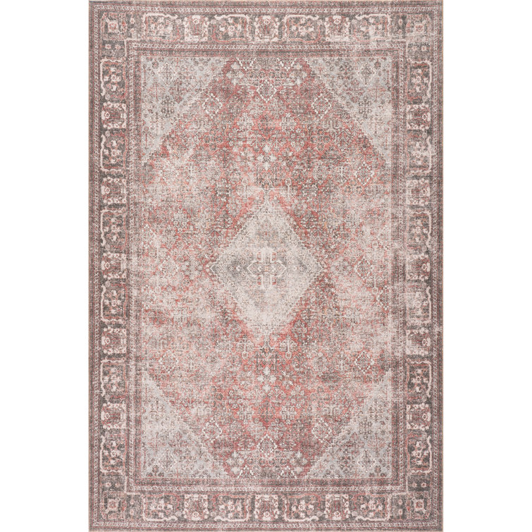 Jeccica Distressed Vintage Medallion Jute Blend Polyester Area Rug