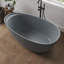 Baignoire autoportante à surface solide de 59 po en forme de travertin à texture de pierre ovale avec trop-plein Forma, gris Forma