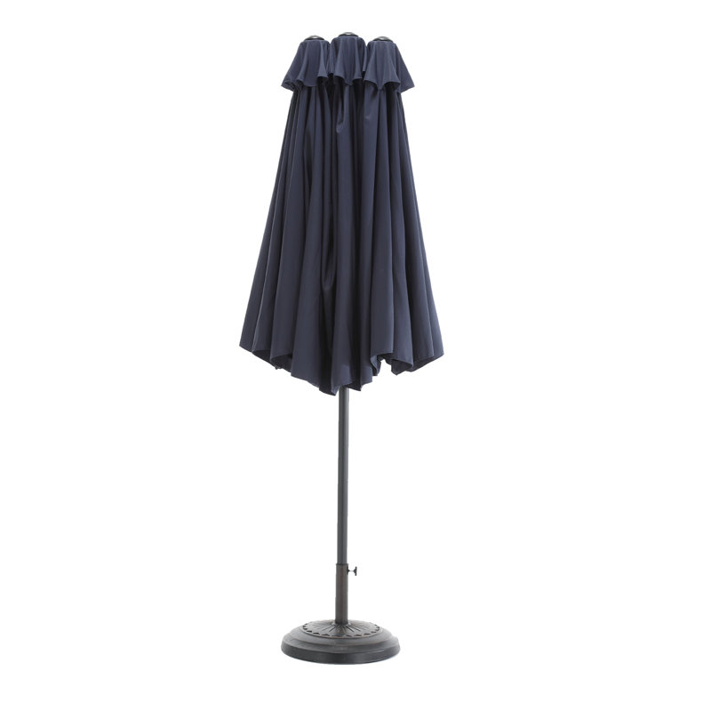 14.8 Ft Rectangular Outdoor Umbrella - Navy. 180G Canopy, Steel Frame. Crank Open/Close For Backyard, Poolside And Lawn Shelter From Sun Navy Blue. 100% Construction. Ideal Shading