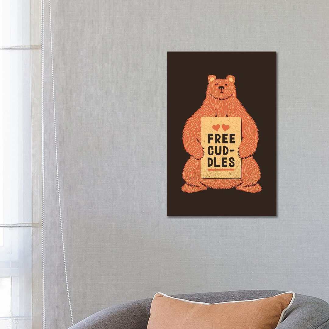 Niedlicher Bär Free Cuddles Orange von Tobias Fonseca - Galerie-verpackte Leinwand Giclée