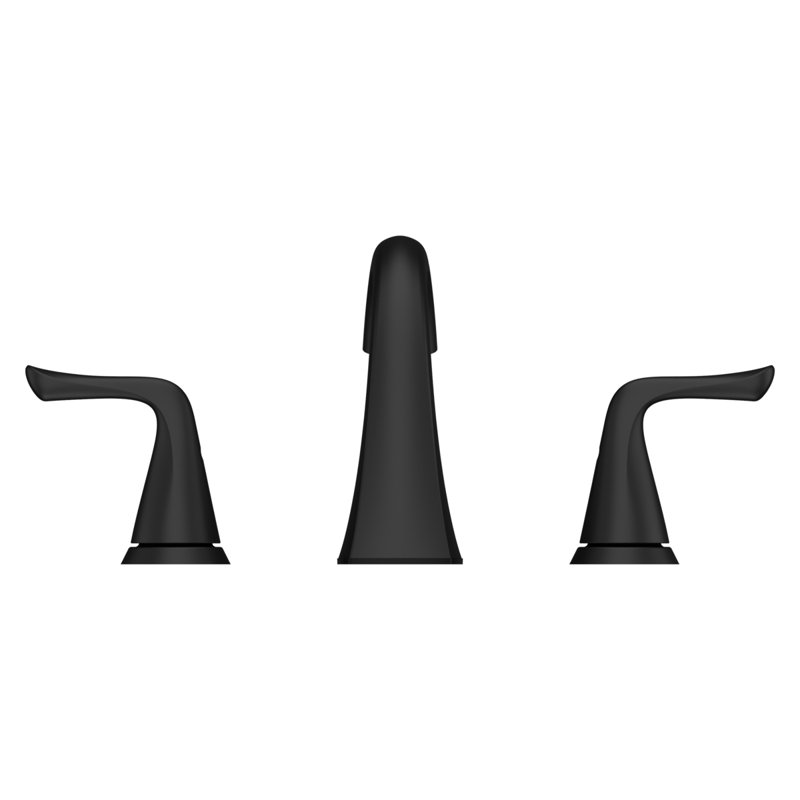Willa Widespread Bathroom Faucet with Drain Assembly, Matte Black