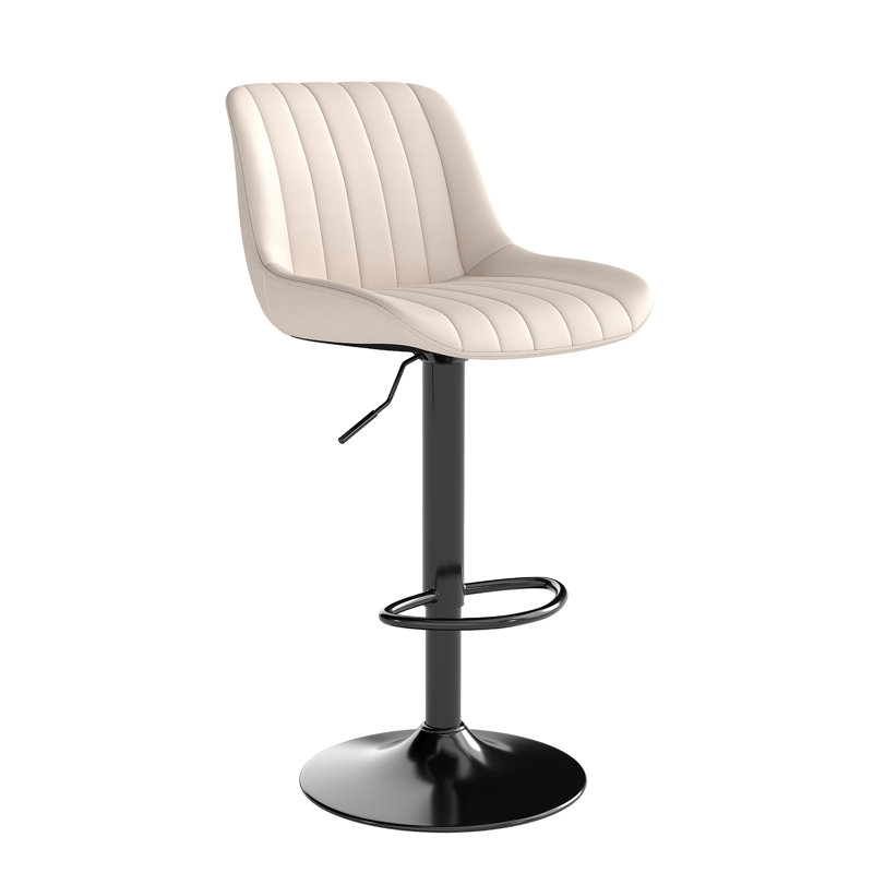 Tabouret de bar pivotant à hauteur réglable Moniq, Crème, 1