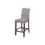2 chaises de salle à manger à hauteur de comptoir, revêtement en cuir gris, pieds en bois brun, confortable pour la cuisine et l'espace